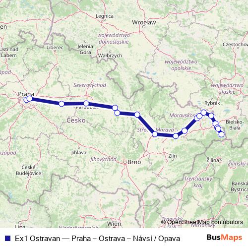 Ex1 Ostravan rail Line Map