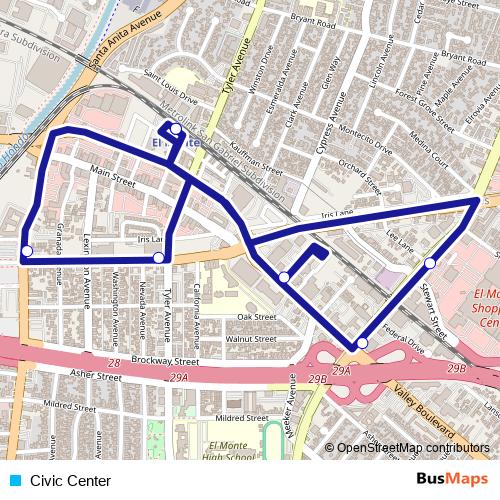 Civic Center bus Line Map