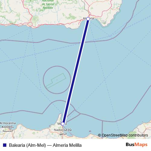 Balearia (Alm-Mel) ferry Line Map