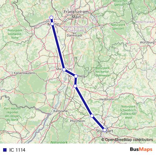 IC 1114 rail Line Map