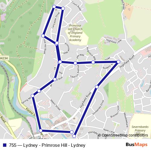 755 bus Line Map