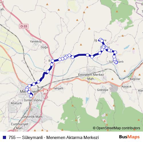 755 bus Line Map