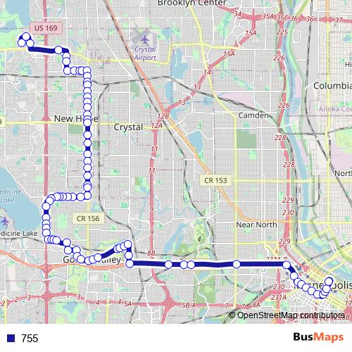 755 bus Line Map