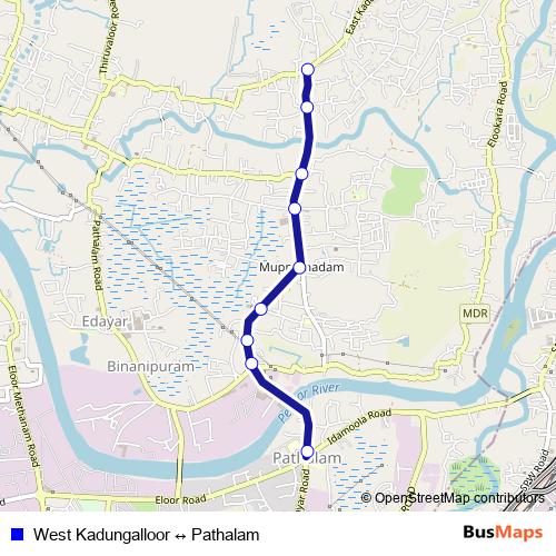 West Kadungalloor ↔ Pathalam bus Line Map