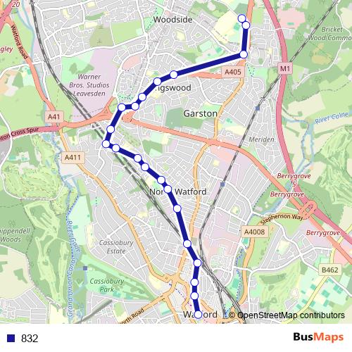 832 bus Line Map