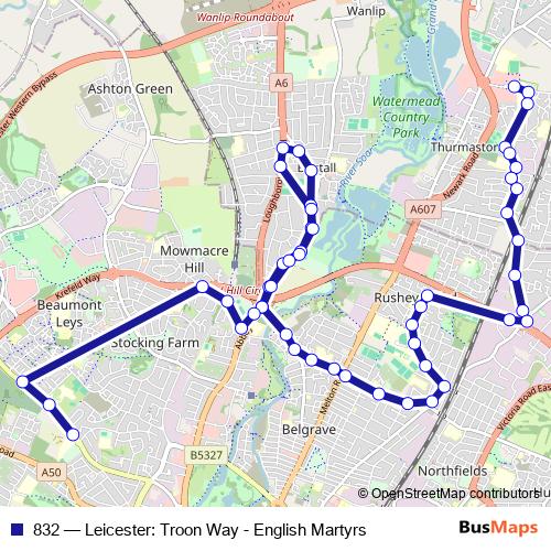 832 bus Line Map