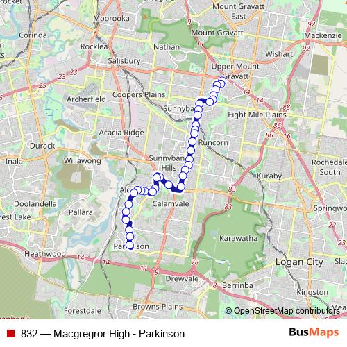 832 bus Line Map