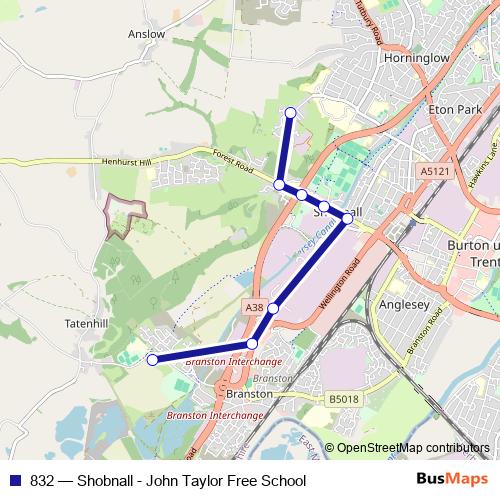 832 bus Line Map