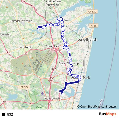832 bus Line Map