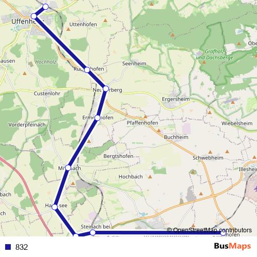 832 bus Line Map