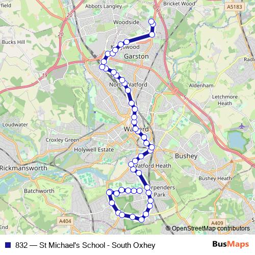832 bus Line Map