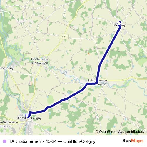 TAD rabattement - 45-34 bus Line Map