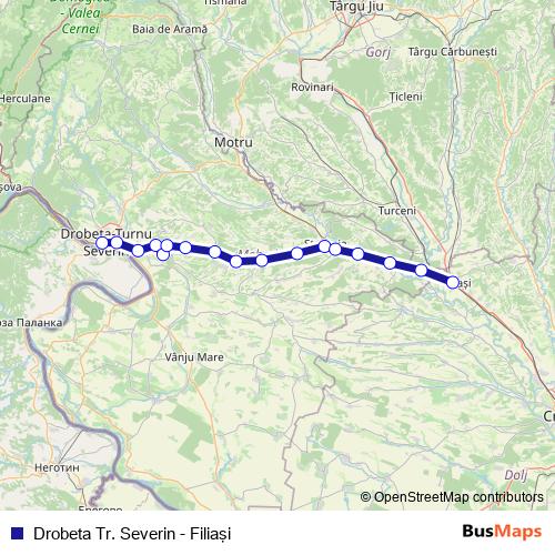 Drobeta Tr. Severin - Filiaşi rail Line Map