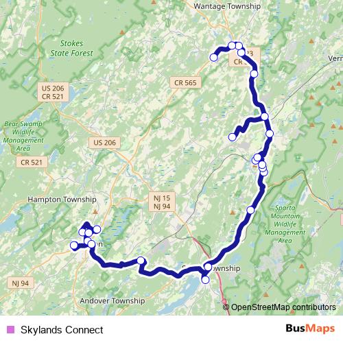 Skylands Connect bus Line Map