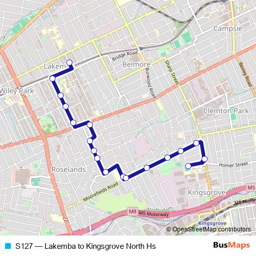 S127 bus Line Map