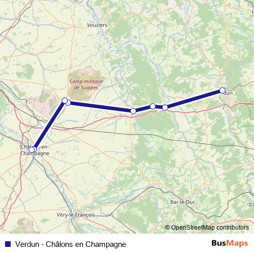 Verdun - Châlons en Champagne bus Line Map