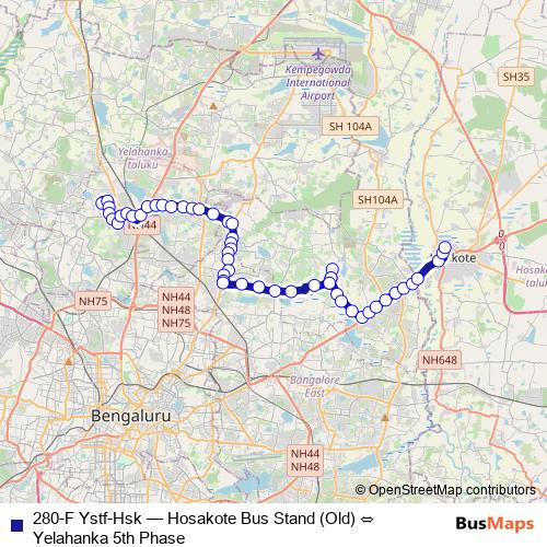 280-F Ystf-Hsk bus Line Map