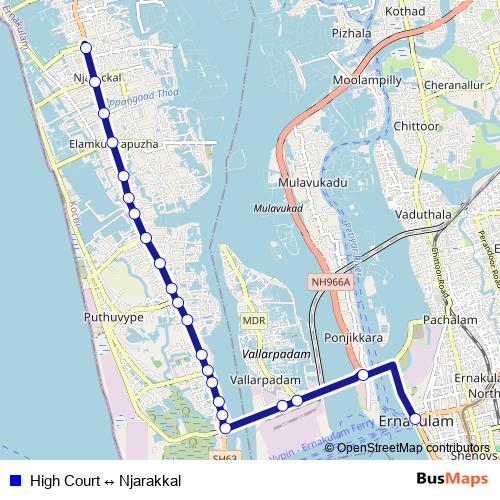 High Court ↔ Njarakkal bus Line Map