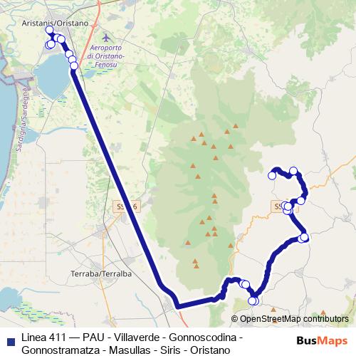 Linea 411 bus Line Map