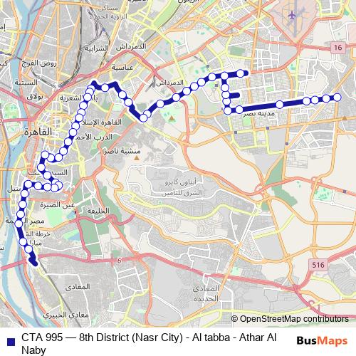 CTA 995 bus Line Map