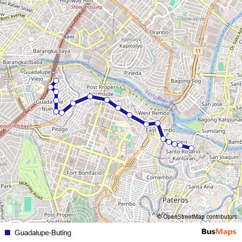 Guadalupe-Buting bus Line Map