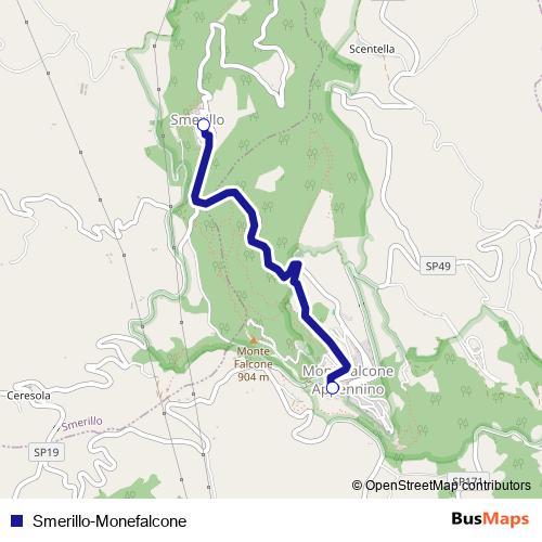 Smerillo-Monefalcone bus Line Map