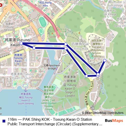 116m bus Line Map