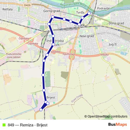 849 bus Line Map