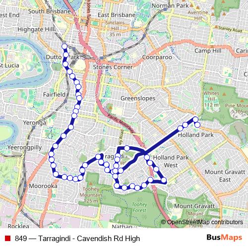 849 bus Line Map