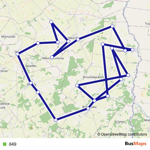 849 bus Line Map