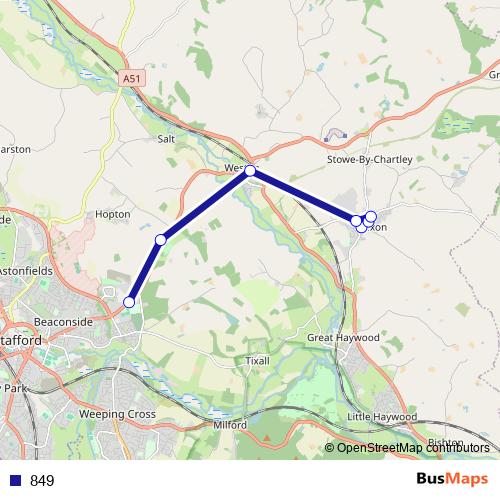 849 bus Line Map