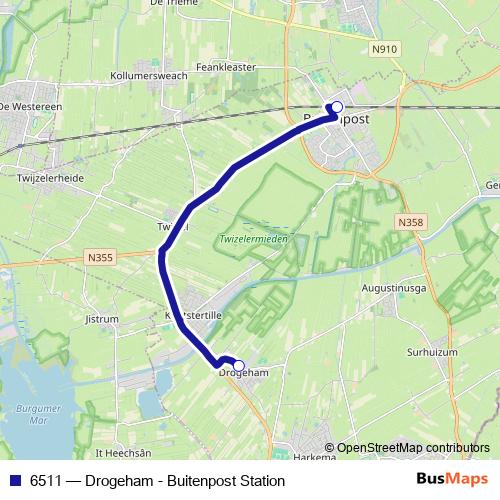 6511 bus Line Map