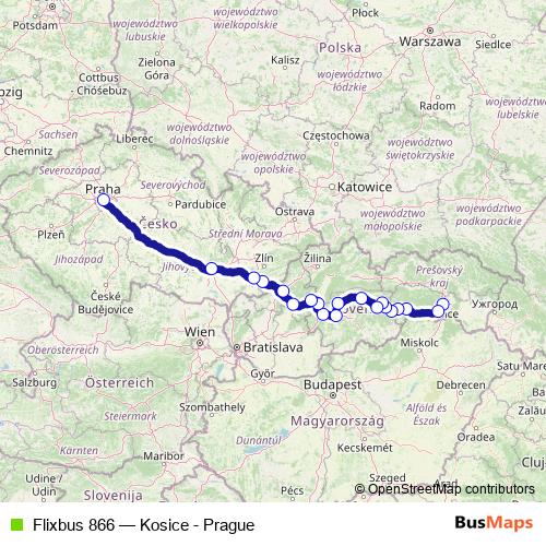 Flixbus 866 bus Line Map