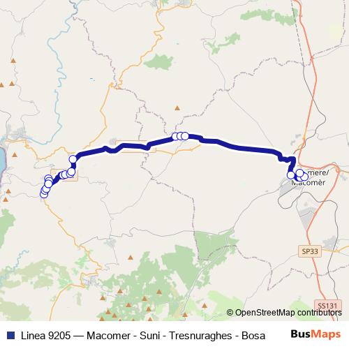 Linea 9205 bus Line Map
