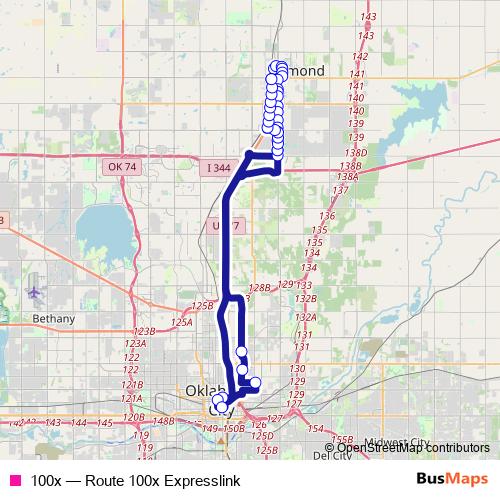 100x bus Line Map