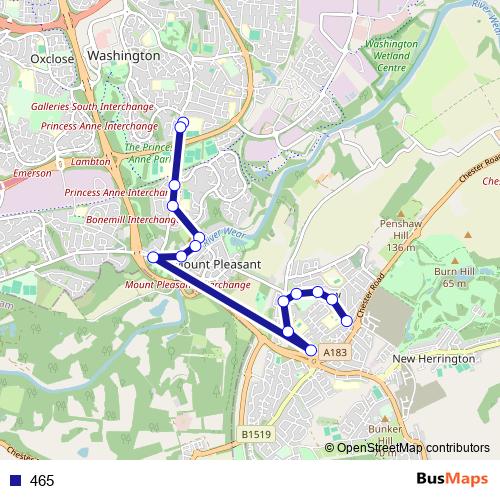 465 bus Line Map