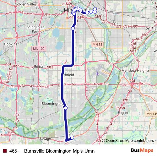 465 bus Line Map