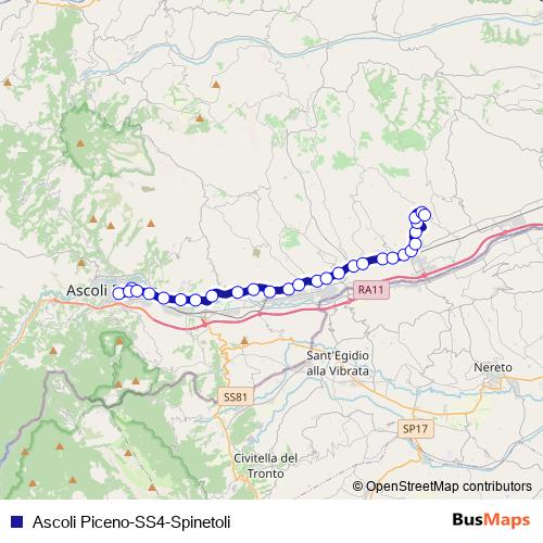 Ascoli Piceno-SS4-Spinetoli bus Line Map