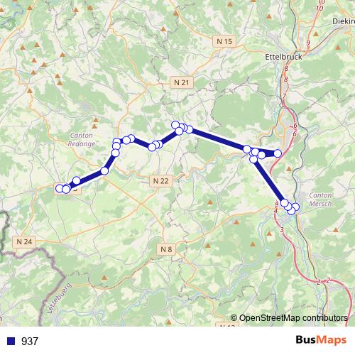 937 bus Line Map