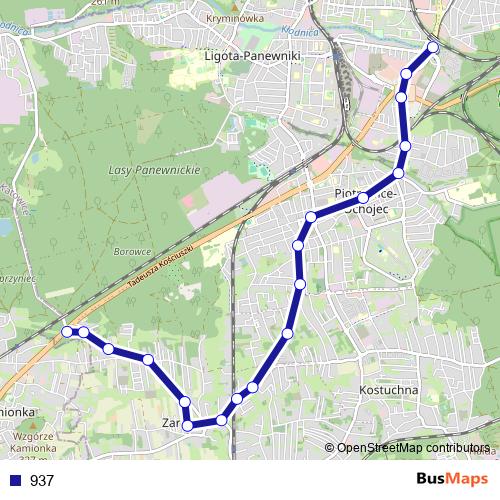 937 bus Line Map