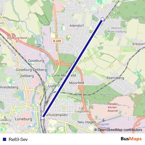 Re83-Sev bus Line Map