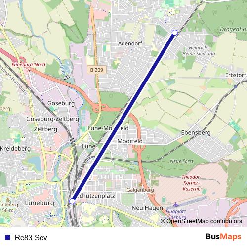 Re83-Sev bus Line Map
