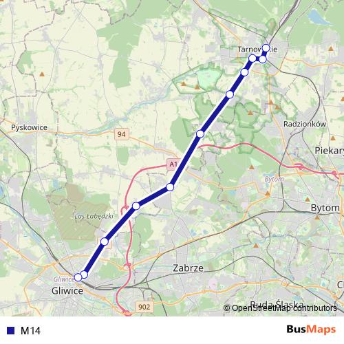 M14 bus Line Map