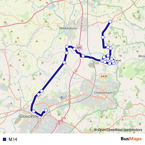 M14 bus Line Map