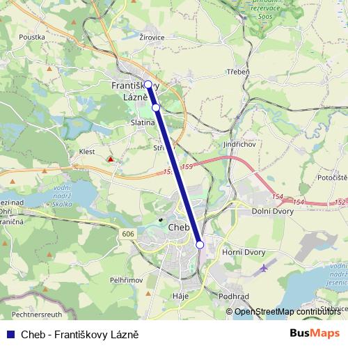 Cheb - Františkovy Lázně rail Line Map
