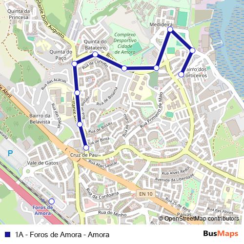 1A - Foros de Amora - Amora bus Line Map