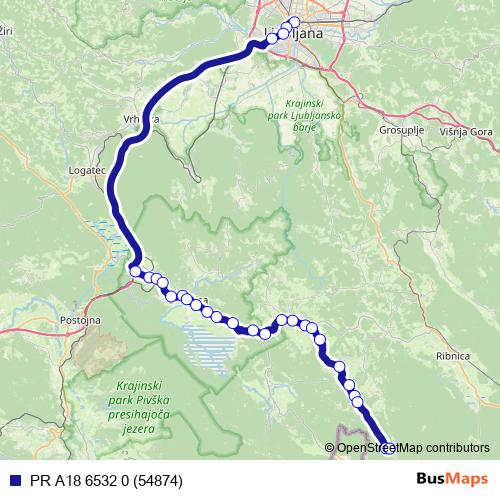 PR A18 6532 0 (54874) bus Line Map