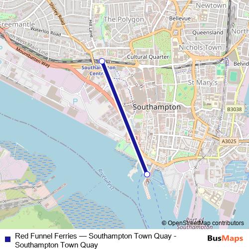 Red Funnel Ferries bus Line Map