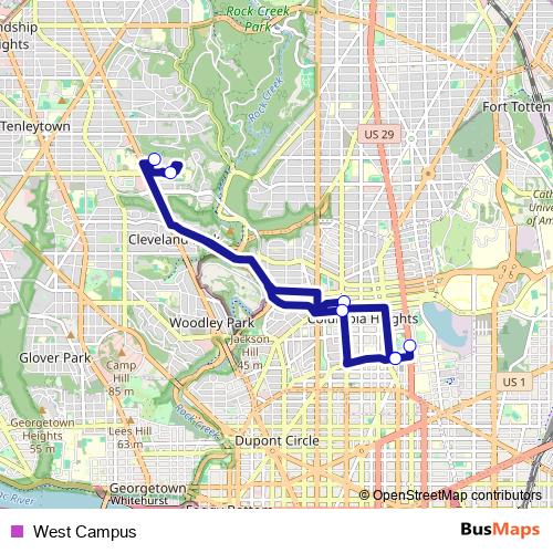 West Campus bus Line Map