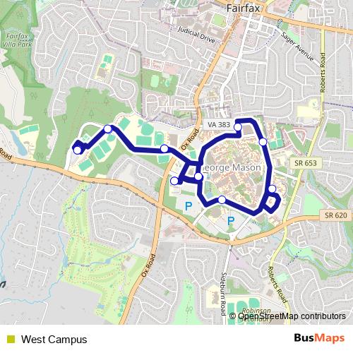 West Campus bus Line Map